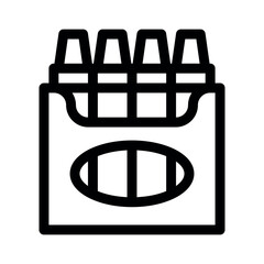 Box of Crayons line icon.School supplies. Simple vector symbol used for school, travel, or education themes. Clean linear design, editable stroke, isolated on white.