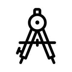 Compass divider line icon.School supplies. Simple vector symbol used for school, travel, or education themes. Clean linear design, editable stroke, isolated on white.
