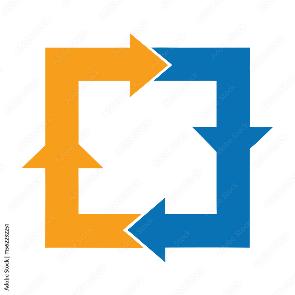 Poster interlocking arrow square logo vector.
