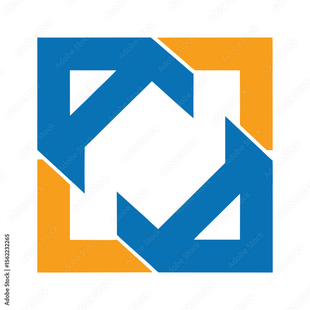 Poster interlocking arrow square logo vector.