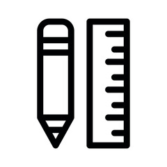 Pencil and Ruler line icon.School supplies. Simple vector symbol used for school, travel, or education themes. Clean linear design, editable stroke, isolated on white.