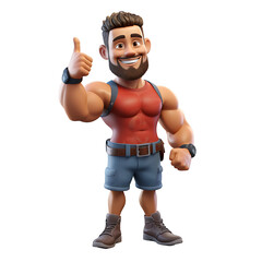 Fitness Enthusiast: A muscular man gives a thumbs up, radiating energy and promoting wellness, embodying peak fitness with confidence.