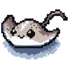 Fototapeta premium Pixelated illustration of a stingray, showcasing its body shape and details.