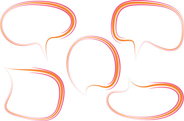 orange pink colorful abstract lines stroke speech bubbles set