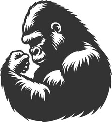 Wild big animal silhouette of a gorilla vector illustration