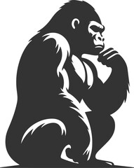 Wild big animal silhouette of a gorilla vector illustration