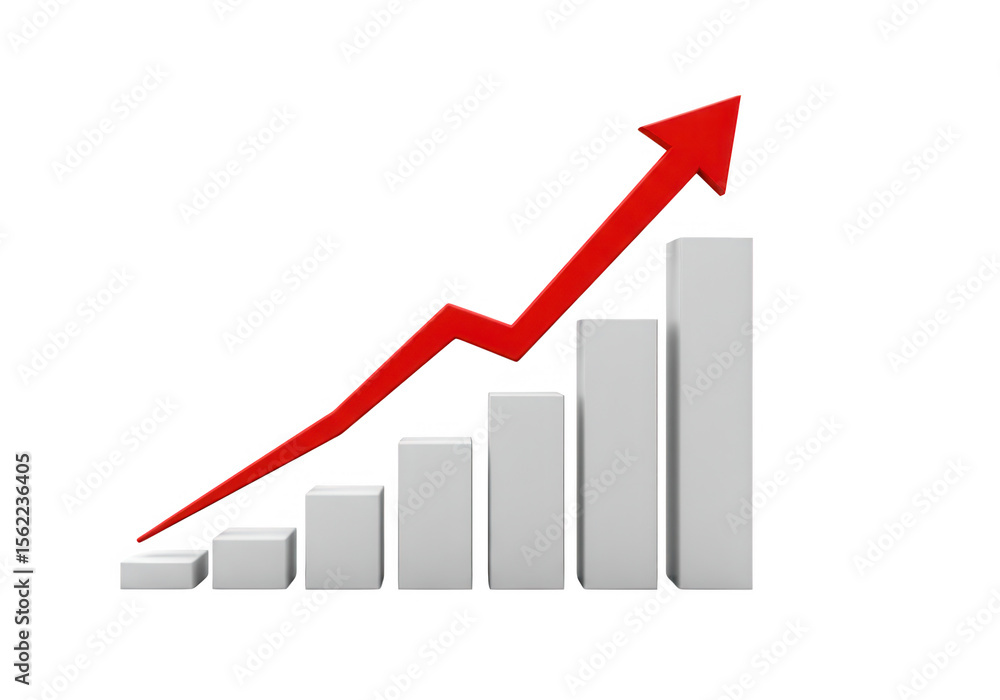 Aufkleber rising graph with red arrow isolated on transparent background