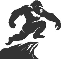 Wild big animal silhouette of a gorilla vector illustration