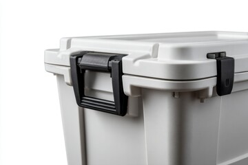 White Plastic Storage Box with Black Latch