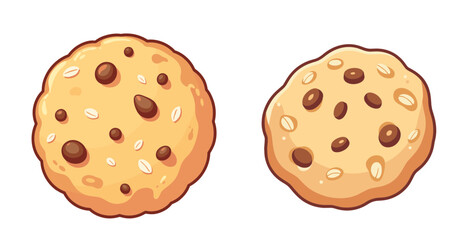 Oatmeal cookie set on transparent background, delicious dessert concept