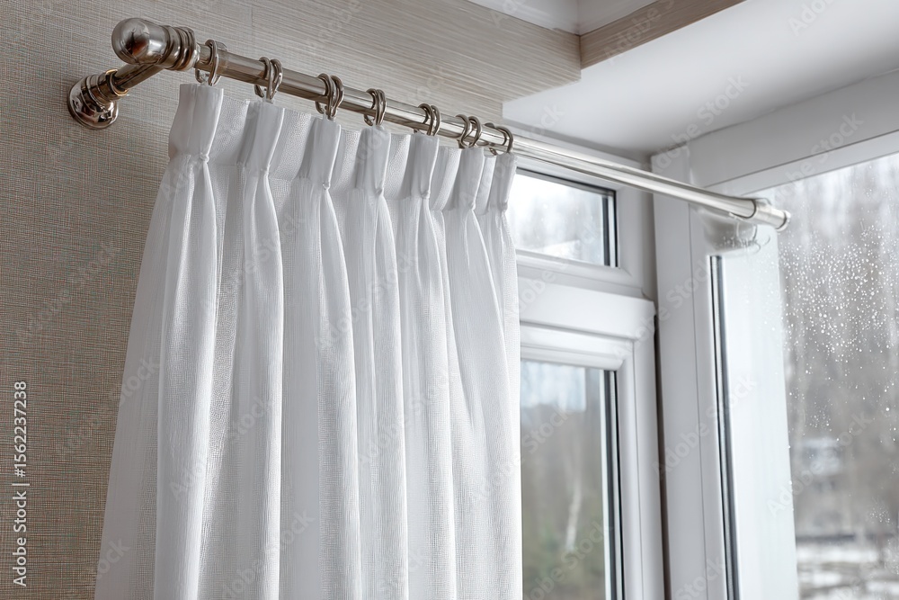 Aufkleber white rod pocket curtain softly filters sunlight while adding a touch of elegance to the room, creat