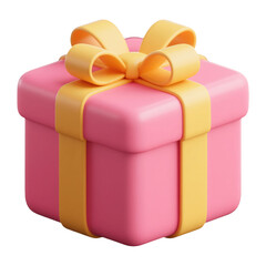 Pink Gift Box with Yellow Ribbon