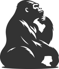 Wild big animal silhouette of a gorilla vector illustration
