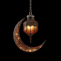 Ornate crescent moon pendant lamp
