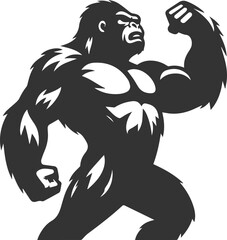 Wild big animal silhouette of a gorilla vector illustration