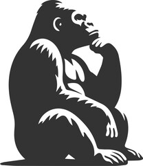 Wild big animal silhouette of a gorilla vector illustration
