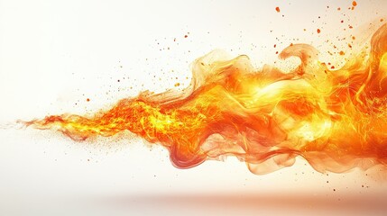 Fireball with Dynamic Motion and Bright Energy Effect on White Background for Fantasy, Gaming, and Magic-Themed Graphic Design