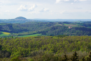 Panorama opening from Kuhalb mountain, Donzdorf village, Baden Wuerttemberg, Germany