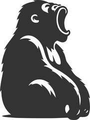 Wild big animal silhouette of a gorilla vector illustration