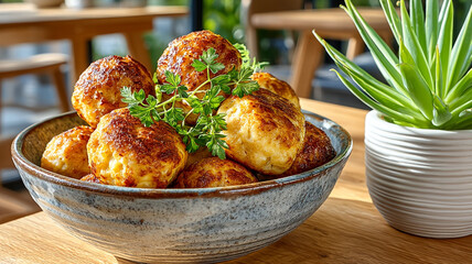 Chicken meatballs. Quinoa and chicken cutlets.