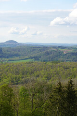 Panorama opening from Kuhalb mountain, Donzdorf village, Baden Wuerttemberg, Germany