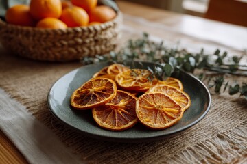 Dried Orange Slices on Plate
