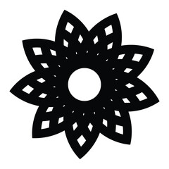 Black flower ornamental pattern vector design. 