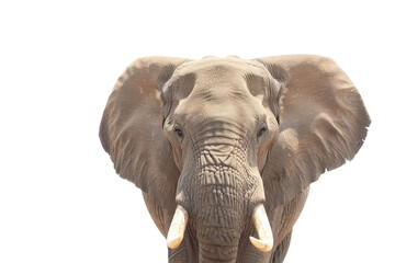 Obraz premium Powerful African elephant isolated on clear white background.