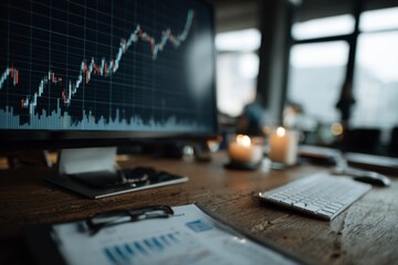 Stock Market Chart on Computer Screen
