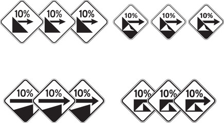 Collection of 10% Gradient Road Signs
