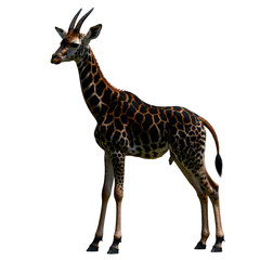 Fototapeta premium A majestic okapi with dark fur and striking white stripes showcasing its elegant pose and unique beauty