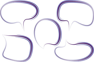 purple blue colorful abstract lines stroke speech bubbles set