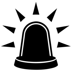 Emergency light with rays simple graphic design silhouette vector illustration