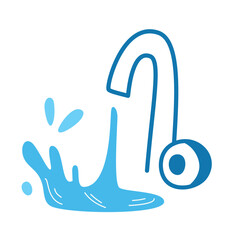 Icon water dripping and splashing from faucet.