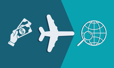 A person is holding a stack of money and a plane
