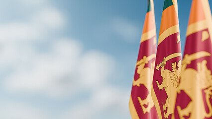 Three Flags of Sri Lanka, Hanging Decoratively From a Flagpole