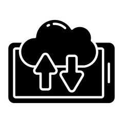 Editable design icon of cloud data transfer