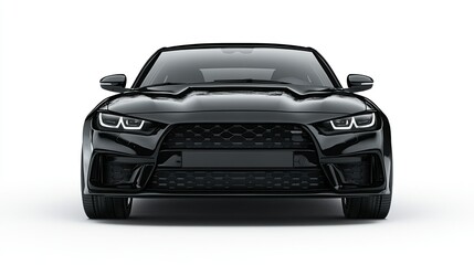 Fototapeta premium Front View Car PNG with Detailed Headlights and Grille on White Background for Branding, Marketing, and Vehicle Promotional Graphics