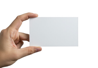 Fototapeta premium Hand holding blank card isolated on transparent background