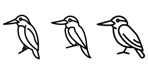 kingfisher outline or line icon design bundle.