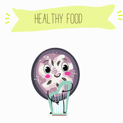 Cherry, fruit, dogwood, cornelian, cornus, characters. Vector hand drawn  illistration.