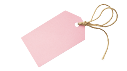 a pink tag on white background