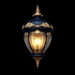 Ornate dark blue and gold lantern