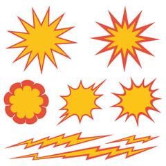 Comic style explosion shapes vector illustration isolated on white