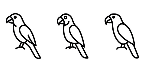 macaw outline or line icon design bundle.