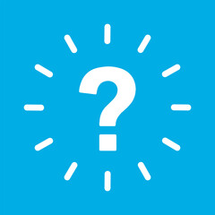 Concept of Discovery Illuminated with Rays of Light and Question Mark in Vibrant Blue Background