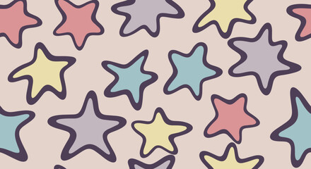 Obraz premium Pastel Pink Background with Hand Drawn Stars Pattern