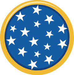 Circular Emblem with White Stars on Blue, Framed by Gold and Dark Blue
