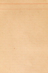 Fototapeta premium Old weathered yellowed note paper texture with red lines