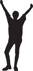 Vector;silhouette of happy woman standing arms up
